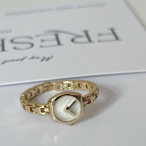 Adjustable Novelty Watch Ring Gold Tone - Picture 2 of 7